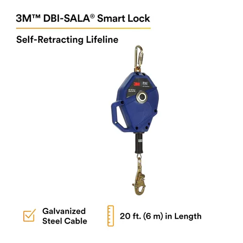 Vista 2 de 3M DBI-SALA Smart Lock Autoretráctil Lifeline 3503803, cable galvanizado, azul, 20 pies (19.7 ft) 1 Ea/Case