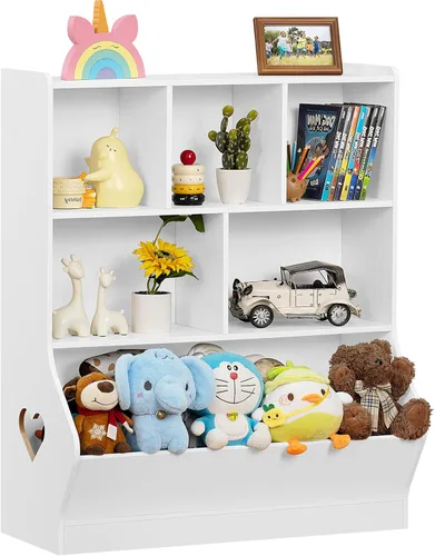 Vista 18 de Lerliuo Estantería y organizador de almacenamiento para bebés y niños pequeños, gabinete y librero para niños, estante de madera con 3