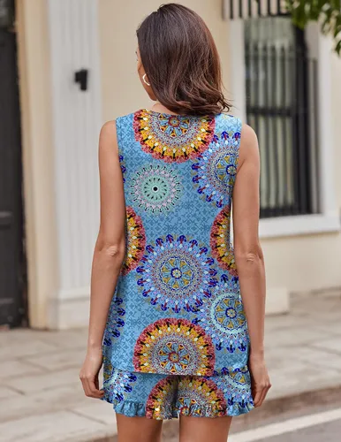 Vista 3 de Ekouaer Conjunto de pijama casual con bolsillos para mujer