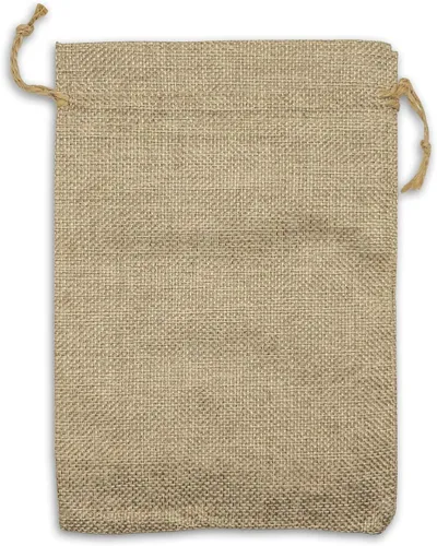 Vista 4 de TheDisplayGuys - Paquete de 12 bolsas de regalo de arpillera natural de 4 x 6 pulgadas con cordón (marrón natural, pequeña) para recuerdos