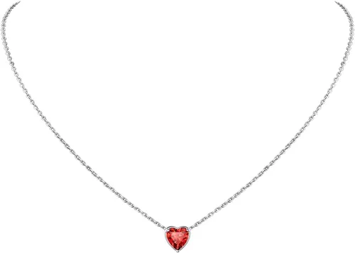 Vista 22 de Suplight 925 Sterling Silver Heart/Round Birthstone Necklaces for Women 01. Enero (Garnet)