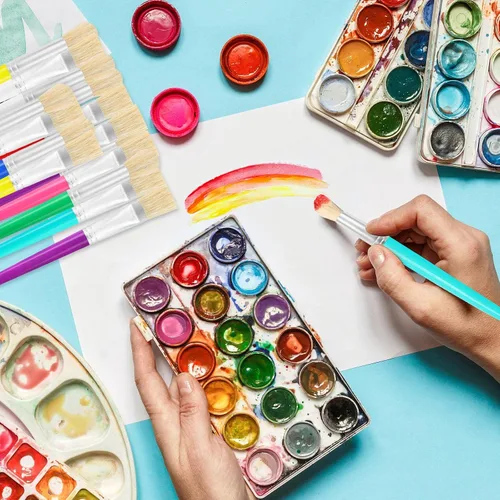 Vista 6 de Pinceles de pintura para niños, 16 piezas de pinceles de pintura gordita para niños, juego a granel para manualidades, preescolar lavables