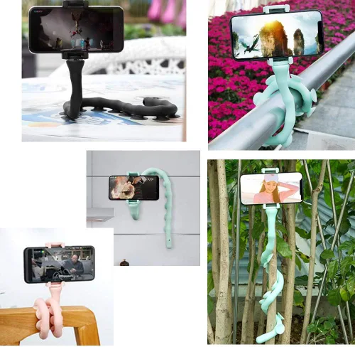 Vista 8 de Soporte de silicona flexible con ventosa para teléfono móvil de 3 a 6 pulgadas, color negro 2019.