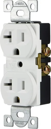 Vista 6 de UltraPro GE Receptáculo Dúplex de Servicio Pesado, 2, Toma de Pared, Yugo Reforzado, Clip de Autoconexión a Tierra, 3 Clavijas, Soporta 15A, Listado