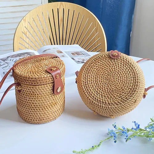 Vista 5 de Handwoven Rattan Bag for Women,Girls Summer Beach Crossbody Bags,Woven Clutch