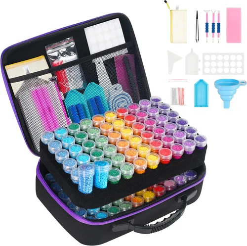 Vista 13 de Douorgan Contenedores de Almacenamiento de Pintura de Diamante Accesorios y Herramientas Organizador Portátil de Pintura de Diamante Estuche