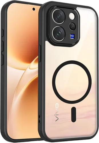 Vista 170 de Funda magnética transparente compatible con Xiaomi 17T, color negro 2 en 1 PC + TPU cubierta de teléfono a prueba de golpes, carcasa protectora