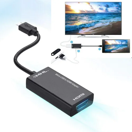 Vista 2 de MHL Micro USB a HDMI 1080 p MHL HDTV Cable Micro USB 2.0 a HDMI Adaptador para teléfono Android Soporta Video USA