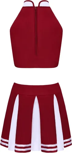 Vista 5 de iiniim Disfraz de líder de animadora para mujer, vestido elegante de animadora con minifalda plisada
