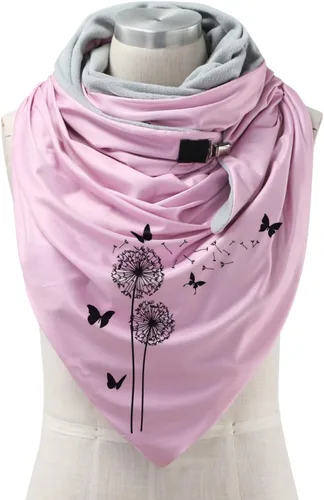 Vista 3 de Bufanda de cuello para mujer de algodón para otoño invierno triangular con estampado elegante a la moda con botón talla única