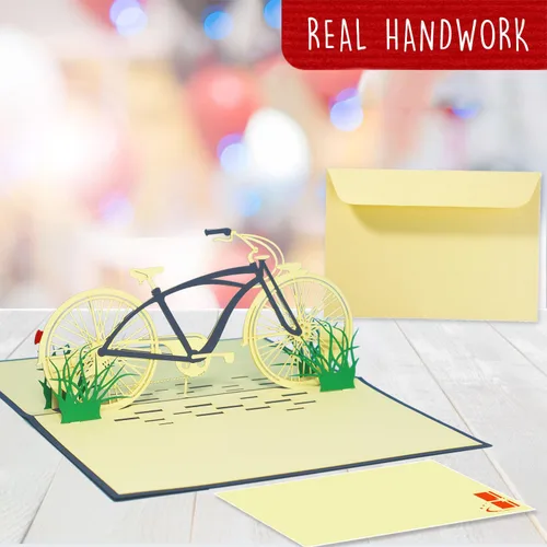 Vista 4 de LINPOPUP® Pop-Up Card, POP UP 3D tarjeta de cumpleaños tarjeta de regalo certificado de bicicleta Venlo azul, N154