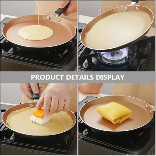 Vista 8 de Hemoton Sartén anodizada dura de aluminio antiadherente sartén de tortilla de 11 pulgadas