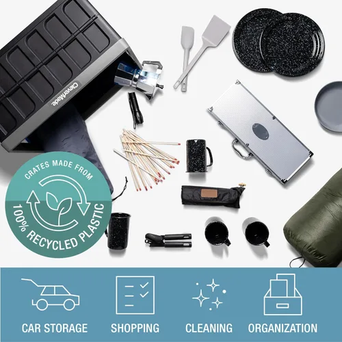 Vista 3 de CleverMade Contenedores de almacenamiento plegables con tapas, 46L paquete Obsidiana