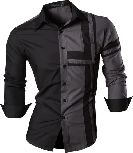 Vista 49 de jeansian - Camisas de manga larga de ajuste entallado para hombre (8397), con botones, informales y de vestir.