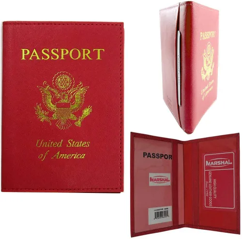 Vista 6 de Funda protectora de piel para pasaporte RFID con bloqueo de bloqueo