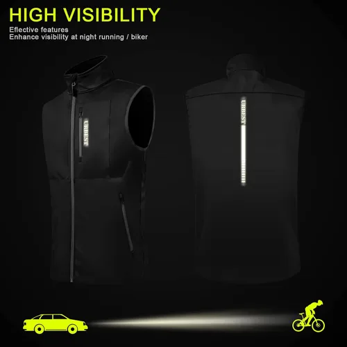 Vista 5 de URBEST Chaleco ligero de Softshell para hombre chaqueta sin mangas con bolsillos para golf senderismo viajes