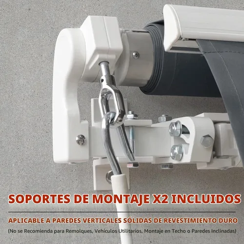 Vista 3 de VEIKOU Toldo retráctil de 10 x 8 pies, toldos para patio con toldo ajustable, toldo manual, toldo para ventana, refugio para puerta con marco de Gris
