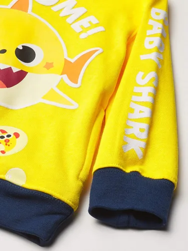 Vista 4 de Pinkfong - Sudadera con capucha para bebé, diseño de tiburón, camiseta y pantalón deportivo de 3 piezas, juego de traje de atletismo para niños