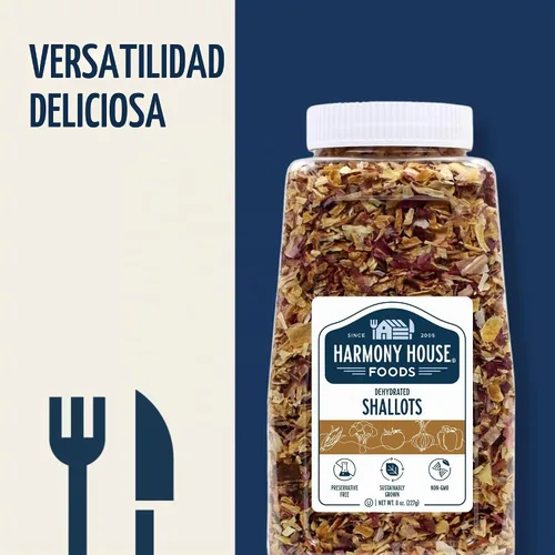 Vista 7 de Harmony House Chalotas deshidratadas prémium (8 onzas, tarro de tamaño de cuarto de galón)
