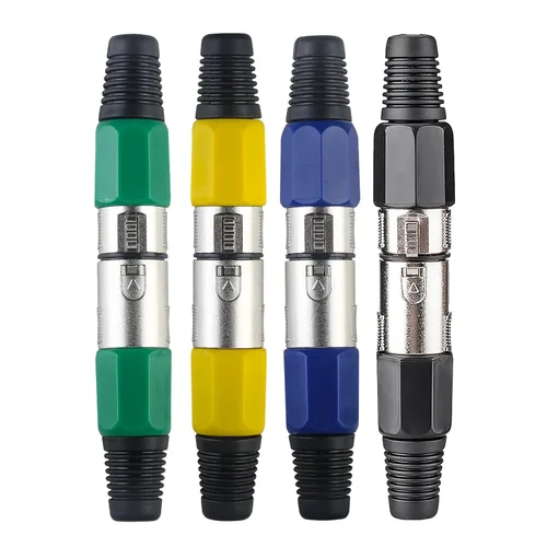 Vista 9 de MAD OWL Paquete de 4 conectores XLR de 3 pines – Cannon XLR DMX hembra macho adaptador, montaje en panel, conector de cable de micrófono para luz