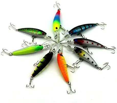 Vista 2 de 8 piezas de buceo profundo Minnow pesca señuelos Crankbaits Kit para lubina y trucha aparejos de pesca 9cm/3.54"/0.29 oz