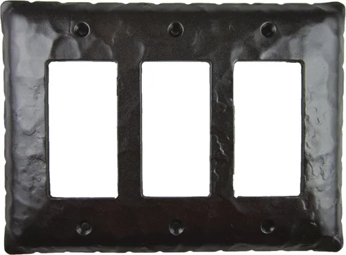 Vista 2 de Rustic Rancho - Cubierta de placa de interruptor triple Decora de hierro forjado EPH432 (negro)