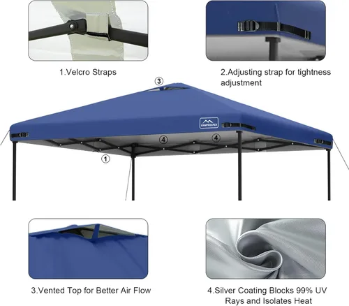 Vista 51 de KAMPKEEPER Cubierta de Repuesto Superior para Carpa Toldo Emergente con Ventilación de Aire y Correa Elástica Ajustable, Poliéster Resistente a Azul