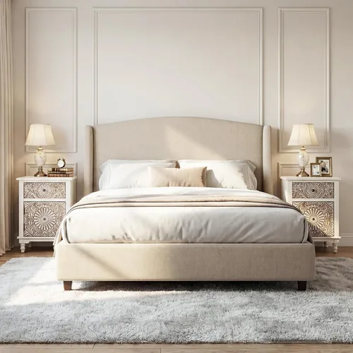 Vista 5 de COSIEST - Cómoda de acento con 2 cajones, pequeño baúl de acento vintage con 4 patas de madera, mesa auxiliar independiente para bufé, mesita