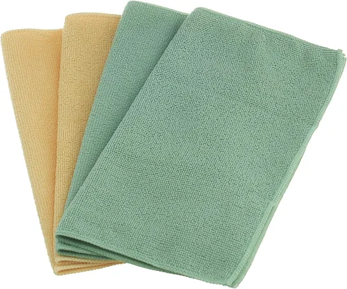 Vista 7 de Superio Paños de limpieza de microfibra, paquete de 4 (2 amarillas y 2 verdes), toallas absorbentes sin pelusa para automóviles, cocina, baño