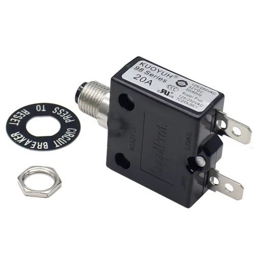 Vista 11 de Disyuntor térmico genuino 3A 125/250VCA 32VDC serie 98 pulsador para restablecer interruptor de sobrecarga térmica con terminales de conexión rápida