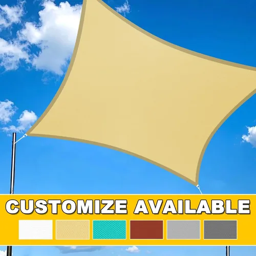 Vista 7 de Toldo impermeable, 08 x 10 pies, color turquesa, rectangular, resistente a los rayos UV, tela de sombra con bordes curvos para patio al aire libre