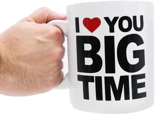 Vista 3 de Rockin Taza de café extragrande con texto en inglés "I Love You", taza gigante de 28 onzas para bebidas grandes con asa, regalo novedoso y alto