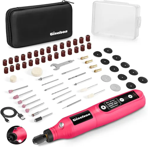 Vista 8 de Herramienta giratoria inalámbrica, kit de mini herramientas rotativas de 5 velocidades variables con 70 accesorios, 3.7 V tipo C herramienta