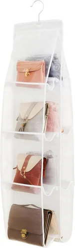 Vista 20 de AARAINBOW Paquete de 2 Organizadores Colgantes de Bolsos y Carteras para Closet, 8 Bolsillos Organizadores de Almacenamiento de Carteras que Ahorran
