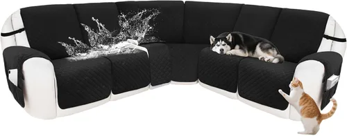 Vista 35 de Fundas para sofá modular reclinable, de terciopelo en forma de L, funda de consola central para perros y mascotas, lavable antideslizante, 1 funda