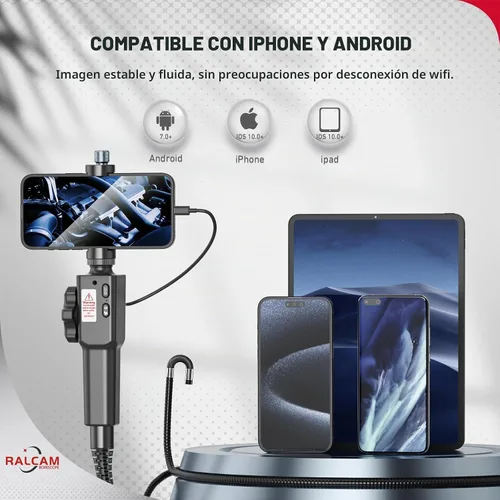 Vista 3 de Ralcam Boroscopio articulado bidireccional para iPhone y Android