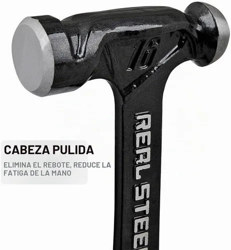 Vista 3 de REAL STEEL Martillo de bola de acero forjado de una sola pieza de 16 onzas, negro