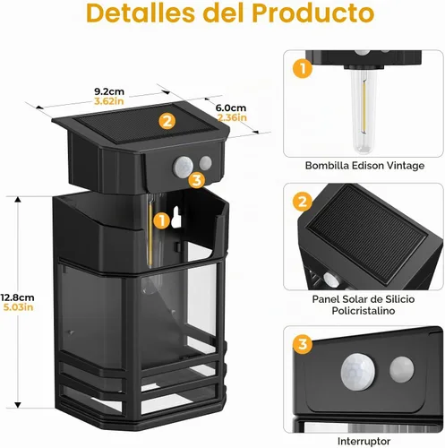 Vista 7 de btfarm Luces solares de pared para exteriores, 3 modos de luces con sensor de movimiento, del anochecer al amanecer, luz impermeable IP65