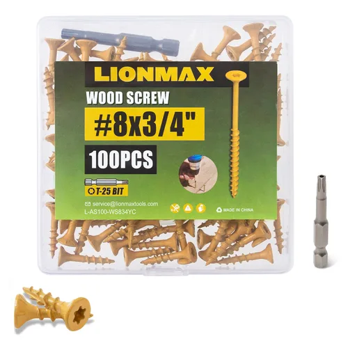 Vista 41 de LIONMAX Tornillos de cubierta de 1-1/4 pulgadas, tornillos para madera #8 x 1-1/4 pulgadas, 100 unidades, resistentes a la corrosión, revestimiento