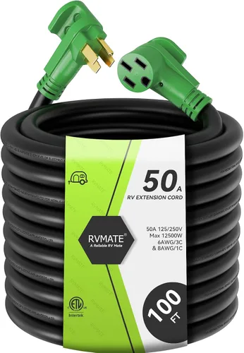 Vista 14 de RVMATE Cable de extensión de alimentación con cerradura para RV/generador de 50 amperios y 25 pies, mango de fácil enchufe, 14-50P a SS 2-50R