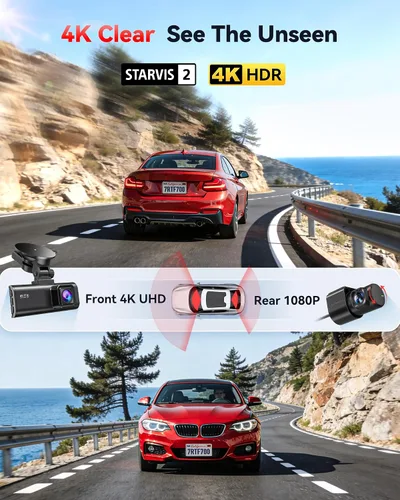 Vista 2 de REDTIGER Dash Cam 4K frontal y 1080P trasero, sensor STARVIS 2, WiFi de 5.8 GHz (20 MB/s), GPS, WDR y visión nocturna HDR, gran angular de 170°