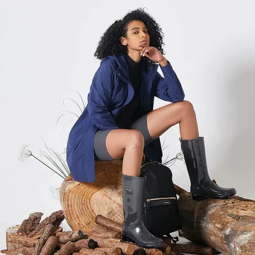 Vista 2 de planone Botas de lluvia altas de moda para mujer, impermeables, botas ligeras para jardín al aire libre, botas de lodo para damas, zapatos