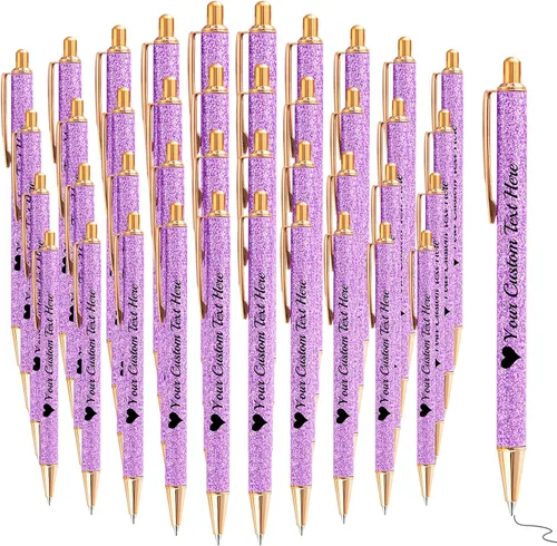 Vista 28 de Bolígrafos con purpurina personalizados con nombre, bolígrafos bonitos y bonitos personalizados, bolígrafos retráctiles de tinta negra, suministros