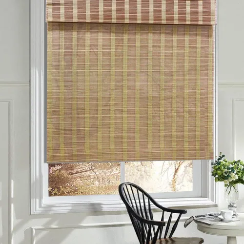 Vista 19 de Cortinas romanas de madera para ventana, cortinas de bambú opacas forradas, fácil instalación para el hogar y el jardín, patrón 1