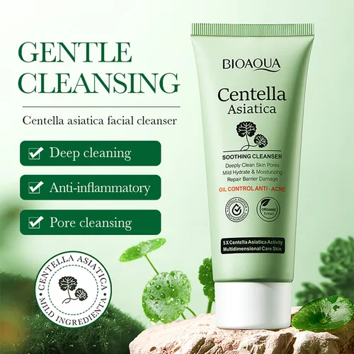 Vista 7 de BIOAQUA Centella Asiatica Limpiador Facial Calmante Control de Aceite Anti-Acné Profundo Pore Limpio Facial Hidratante Hidratante 100g/3.5oz
