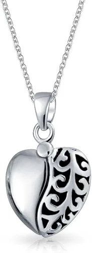 Vista 2 de Collar con dije de medallón con alas abiertas en forma de corazón para mujeres y adolescentes, de plata de ley 925, personalizable, Metal