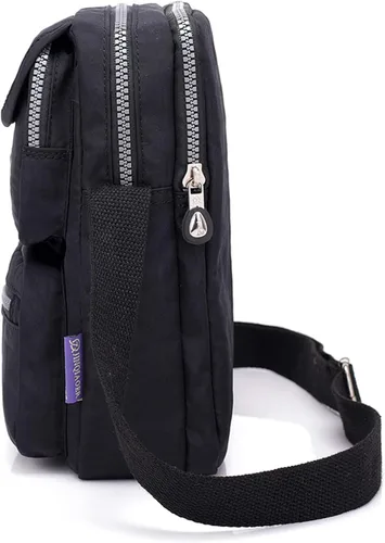 Vista 3 de KARRESLY Bolso cruzado para mujer, bolso de hombro pequeño, de nailon, impermeable, con múltiples bolsillos