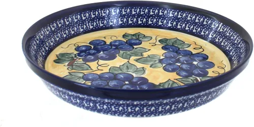 Vista 14 de Plato para pastel de tulipán azul de cerámica polaca de rosa azul