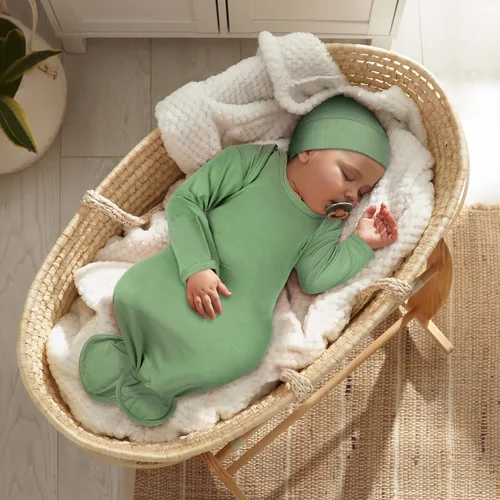 Vista 7 de Vestido de bebé recién nacido anudado de 0 a 6 meses, camisones súper suaves y transpirables para bebés, niñas y niños, traje de hospital
