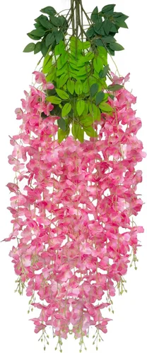 Vista 52 de Paquete de 5 guirnaldas de flores colgantes de glicina rosa, enredaderas de flores artificiales de 3.77 pies, glicinia falsa, guirnalda colgante